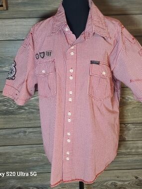 Farish Red Gingham Short-Sleeve Button-Down Shirt